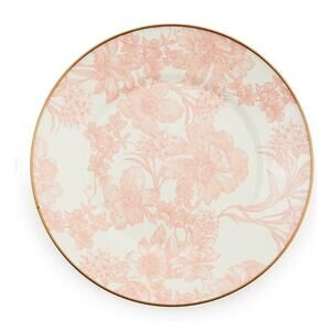 NEW MacKenzie-Childs Rosy English Garden Enamel Charger Plate 12in Floral Pink